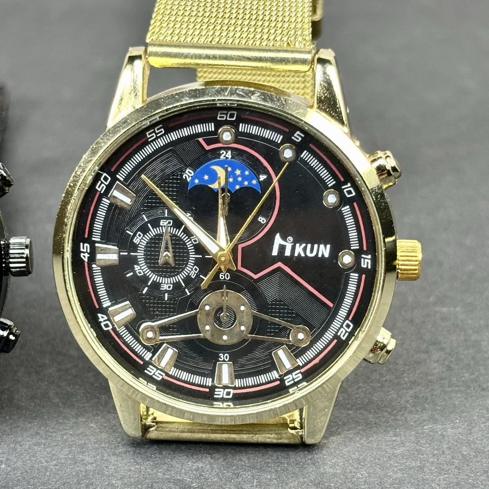 DEYROS Multifunctional Calendar Luminous‎ Men's Watches lot of 2 TESTED